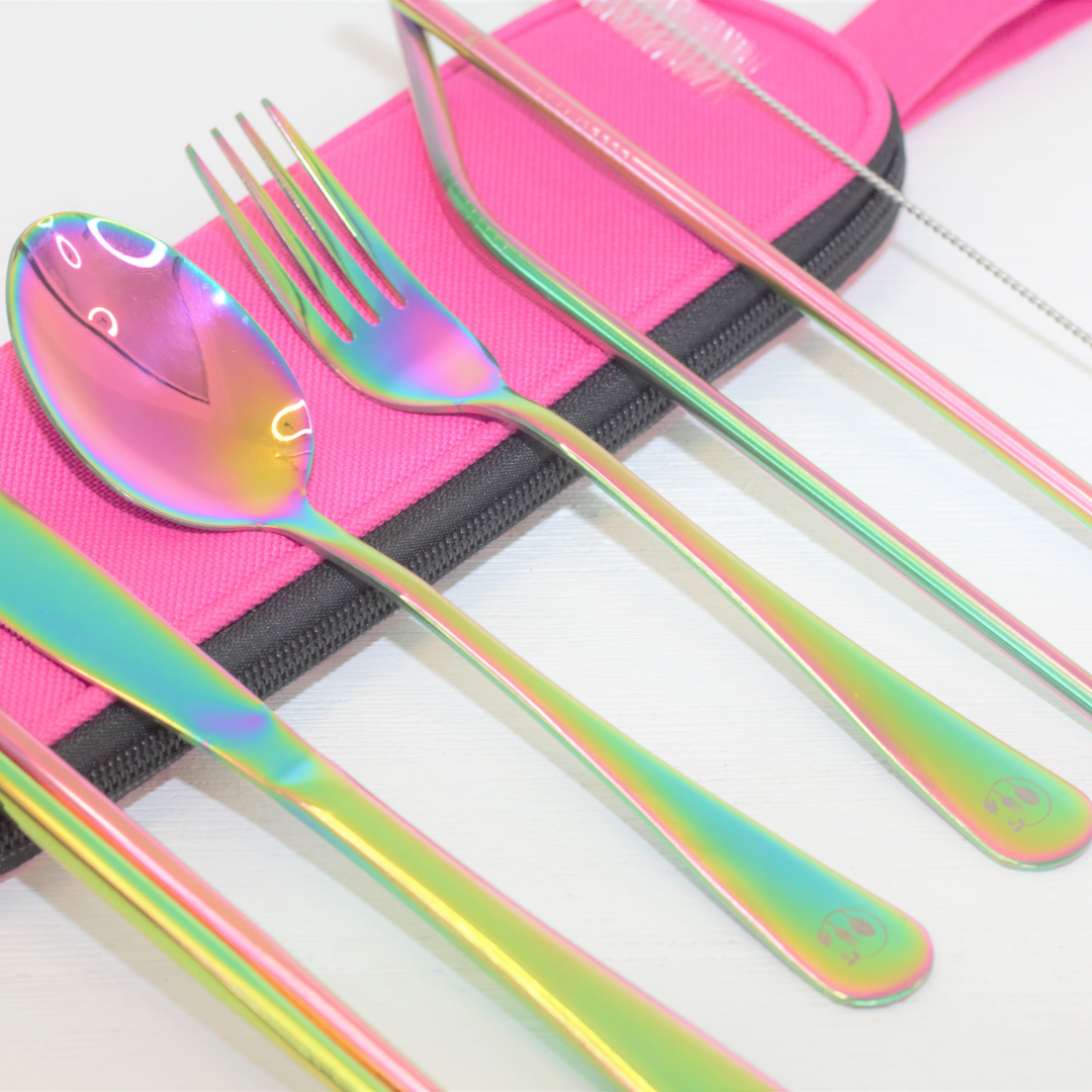 Portable Rainbow Stainless Steel Cutlery Set – Zipspoon