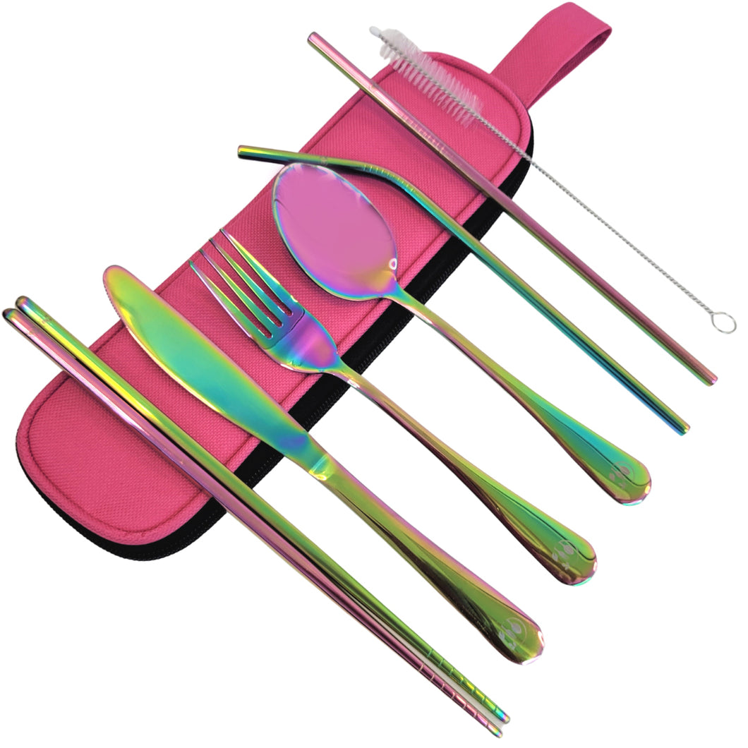 Portable Rainbow Stainless Steel Cutlery Set – Zipspoon